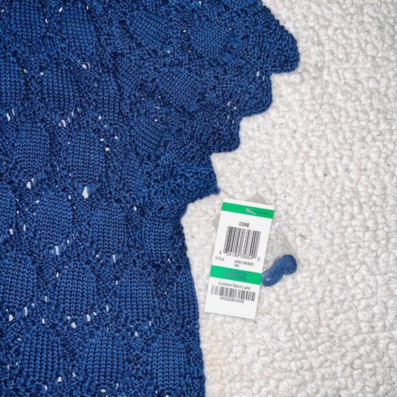 NWT | Style & Co. | Short Sleeve Crochet Open Front Jacket | Blue | L - Picture 2 of 4